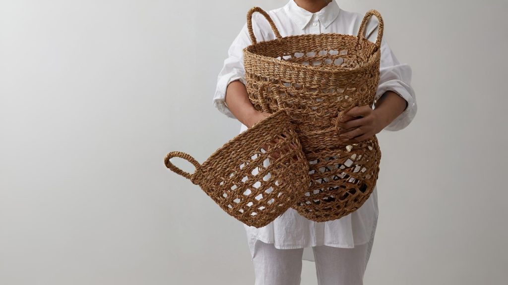 Wicker storage baskets for home organization