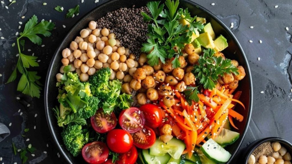 Healthy plate with natural foods for weight loss