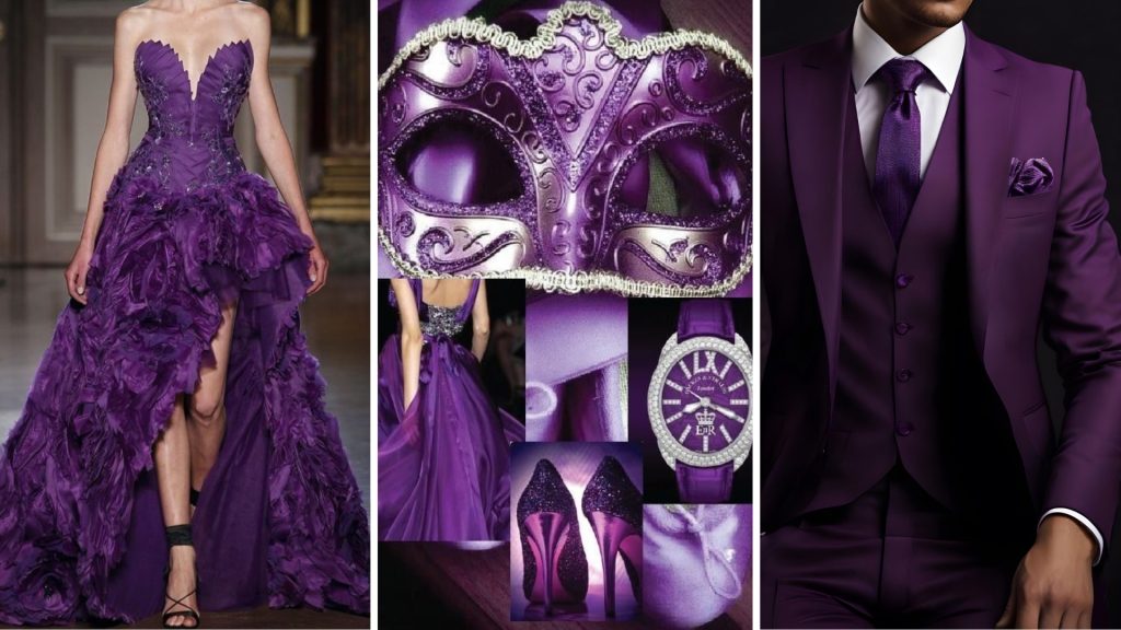 Elegant purple outfits symbolizing luxury and creativity