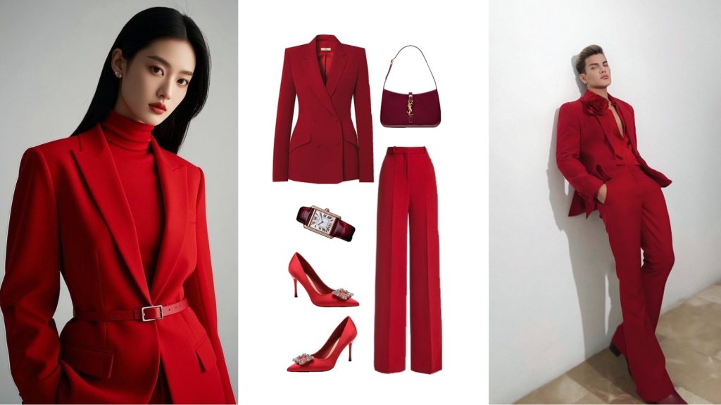 Red outfit symbolizing energy and power