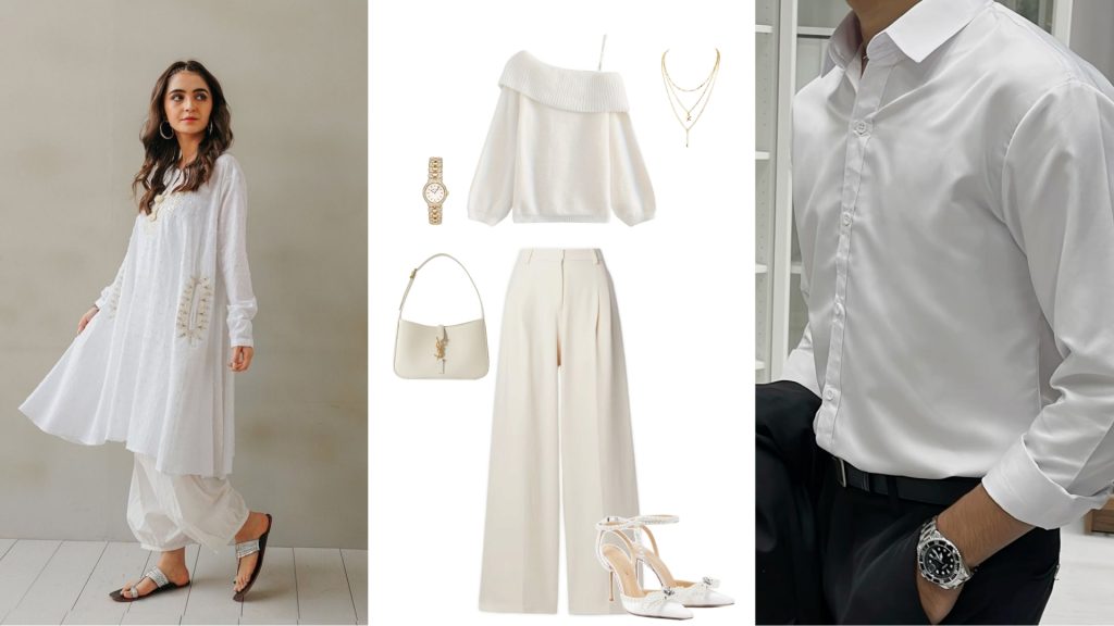White outfits symbolizing purity and elegance