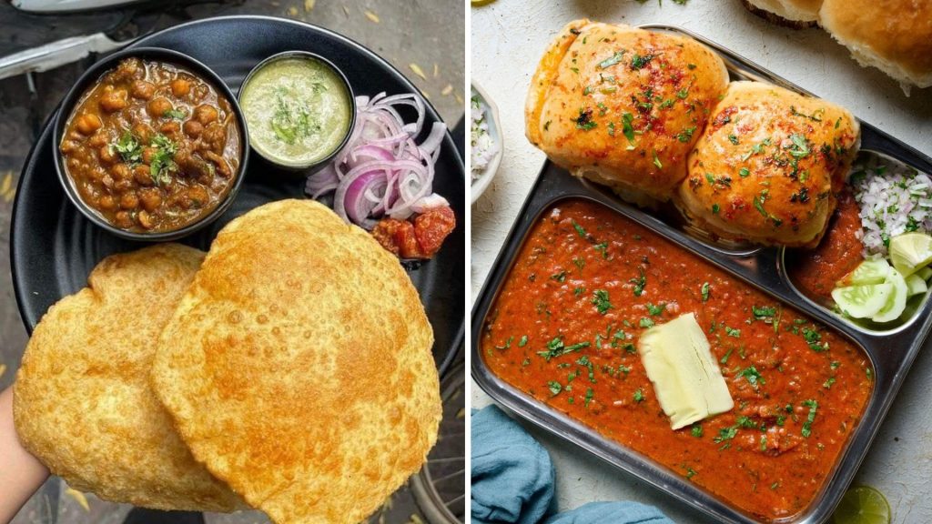 Vegetarian Indian food served in traditional style