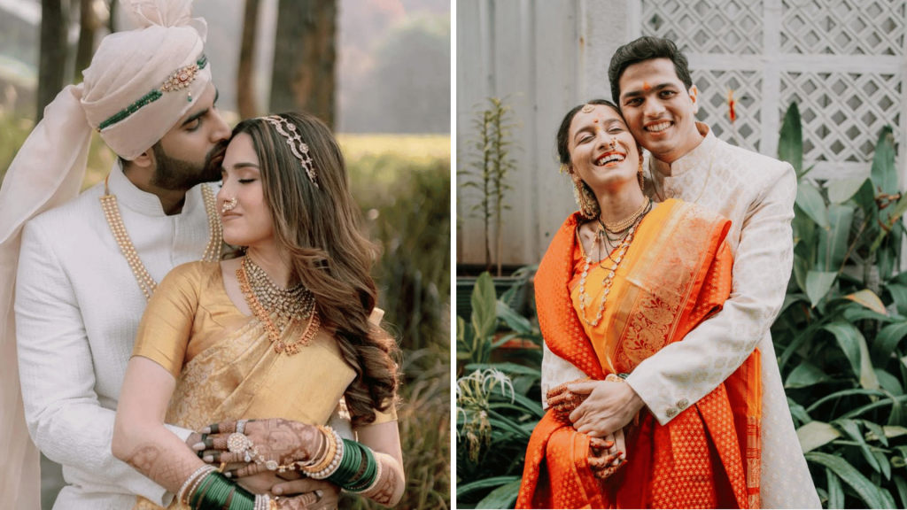 Dramatic Back-Hug Wedding Couple Poses