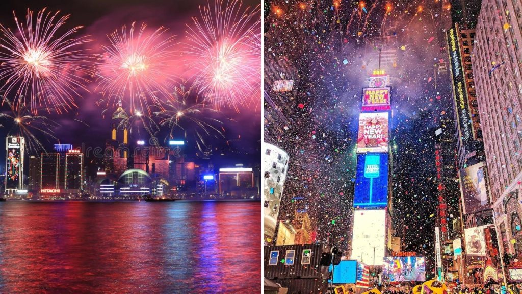 New Year midnight celebration moments