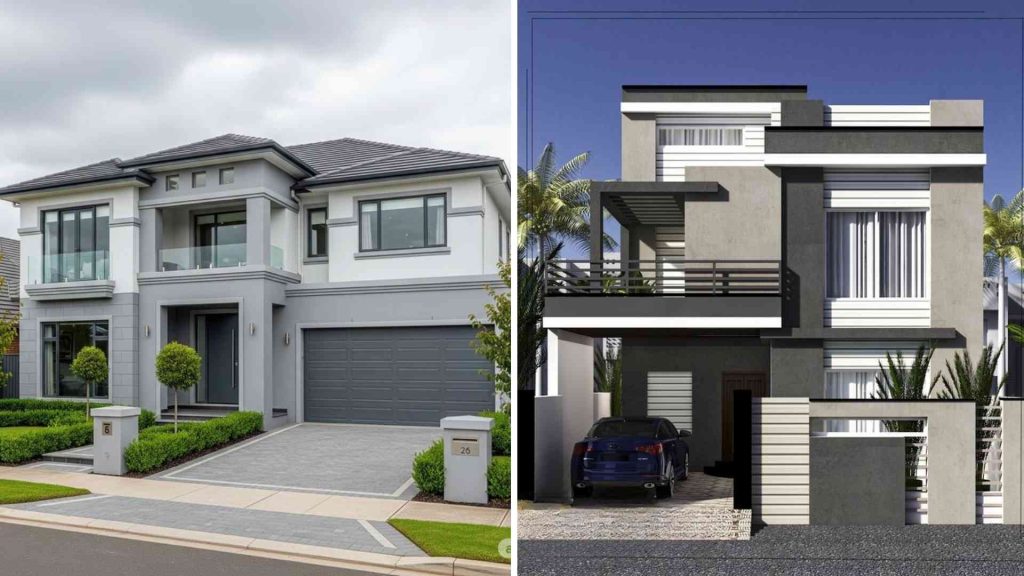 White and Grey Exterior Home Colour Combinations