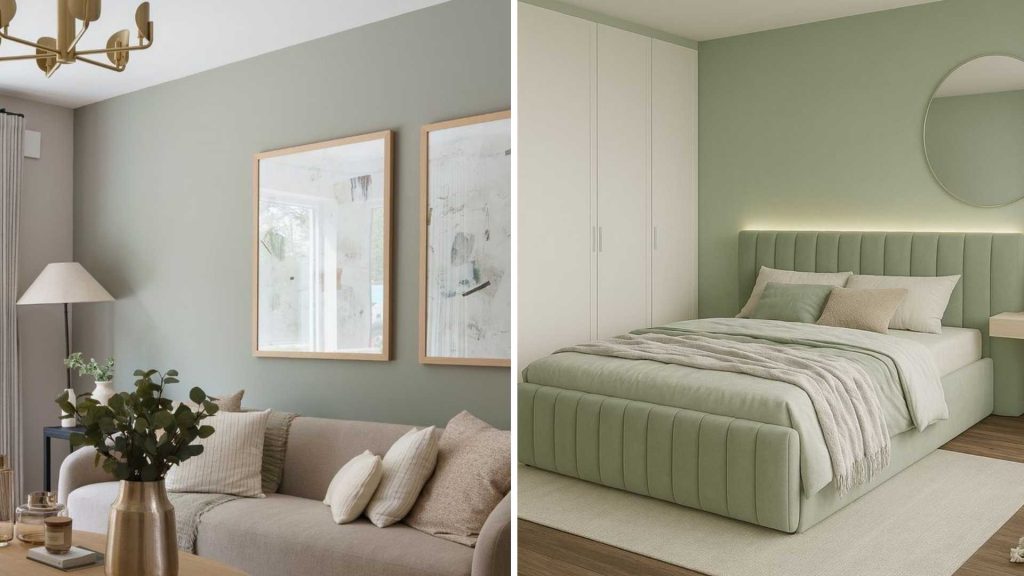 Cream and Pastel Green Home Colour Combinations