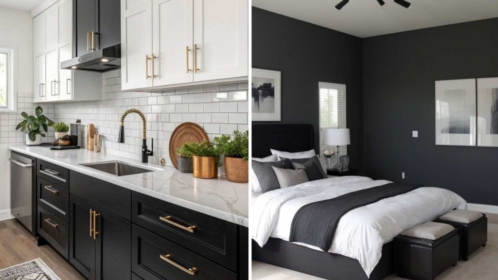 White and Charcoal Home Colour Combinations