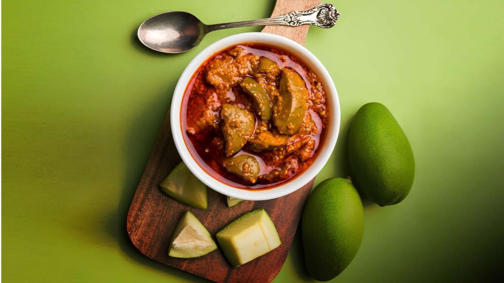 Homemade mango pickle