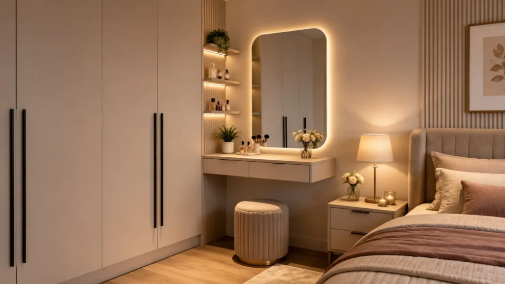 Create a Small Dressing Area in Bedroom Corner