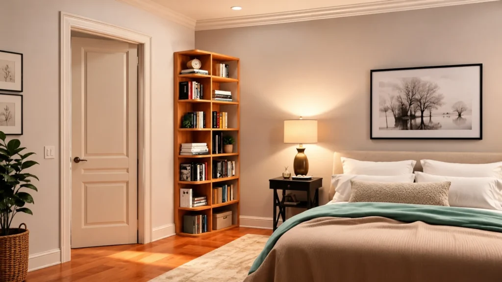Install Bookshelves in Bedroom Corner