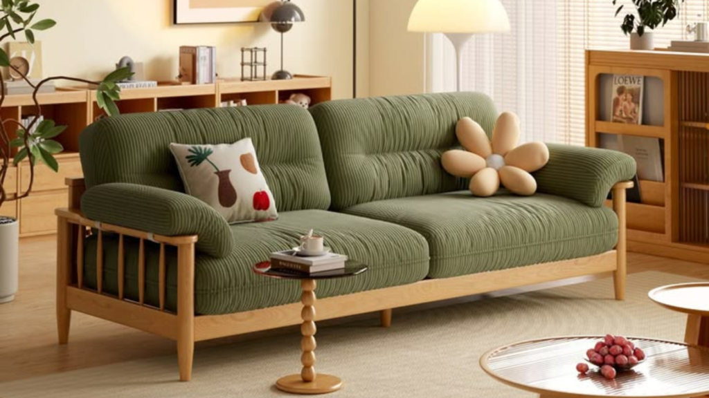 compact wooden sofa for small apartments