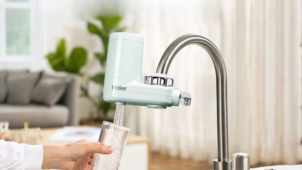 tap-mounted hard water filter for bathrooms taps