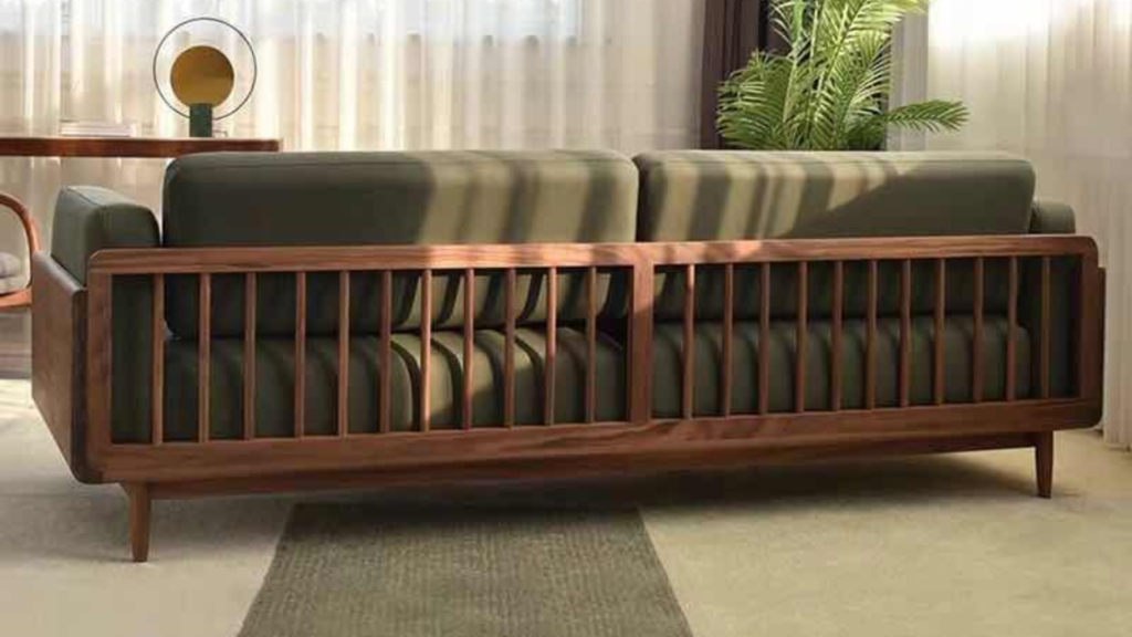 slatted wooden sofa design