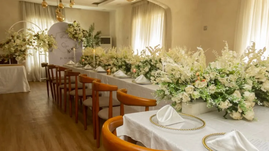 dining area decoration for wedding feast